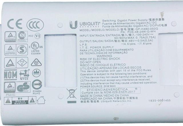 Alt view image 6 of 6 - Genuine Ubiquiti GP-H480-050G Switching Gigabit PoE Adapter 48V 0.5A OEM w/PC
