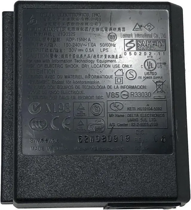 Alt view image 5 of 5 - Genuine Delta ADP-15NH A AC Adapter For Printer 15Watt 30V 0.5A 21G0325 w/PC OEM