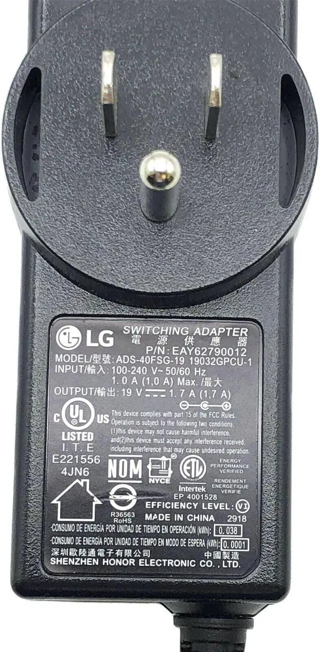 Alt view image 4 of 4 - Genuine LG ADS-40FSG-19 AC Adapter 19V 1.7A Plug-In Power Supply EAY62790012 32Watt OEM