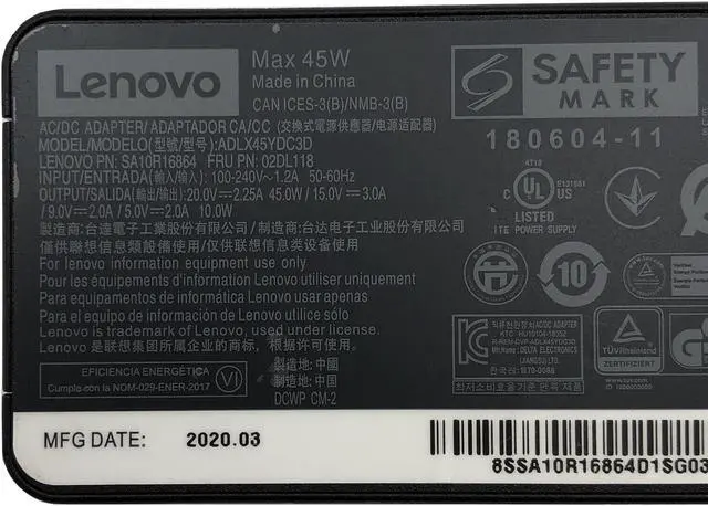 Alt view image 2 of 7 - NEW Original Lenovo Power Adapter 45W for Lenovo ThinkPad E14 Gen 2 Laptop w/PC