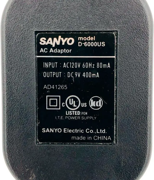 Alt view image 6 of 6 - Genuine SANYO D-6000US AC DC Adapter Charger 9V 400mA ( Plug-in For Dictaphone )