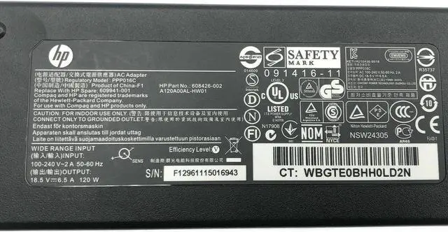 Alt view image 4 of 4 - NEW Genuine HP 120W Adapter for Touchsmart 310-1000 310-1125f AIO Desktop PC