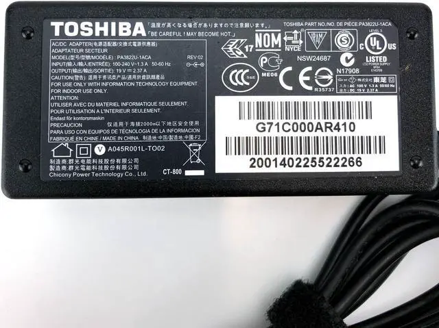 Alt view image 5 of 5 - NEW Genuine AC Power Supply Charger for Toshiba Satellite L50-B C55 C55-A w/Cord
