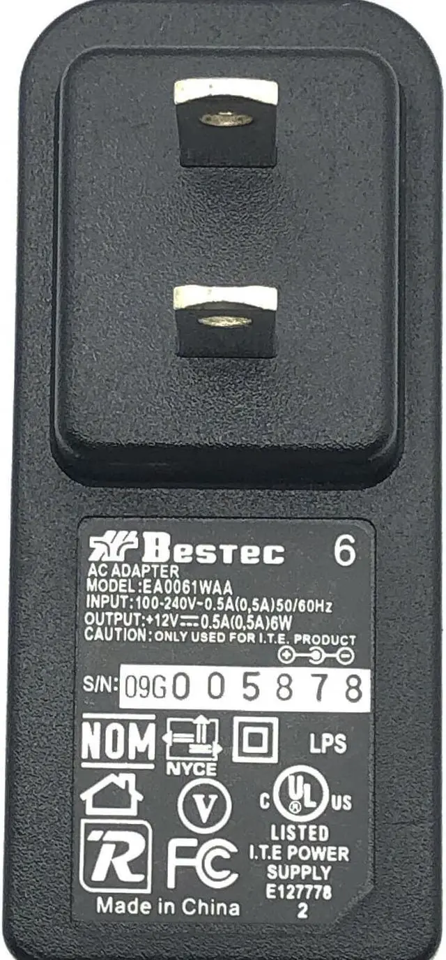 Main image of New Genuine Bestec AC/DC Adapter 12V 0.5A Power Supply EA0061WAA 5.0x2.1mm