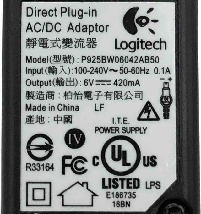 Alt view image 2 of 6 - Genuine Logitech P925BW06042AB50 AC Adapter 6V 420mA Power Supply