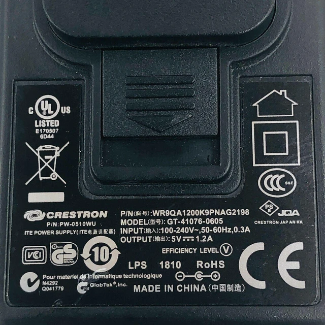 Alt view image 6 of 6 - Original Crestron GT-41076-0605 Power Supply PW-0510WU 5V 1.2A