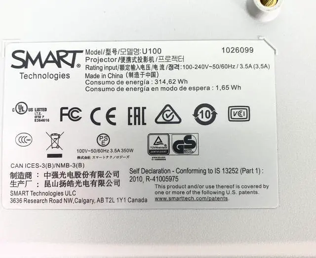 Alt view image 7 of 7 - Smart U100 DLP Ceiling Hanging Projector 3600 ANSI Ultra Short Throw For Multipurpose Use HDMI 1080p w/Bundle