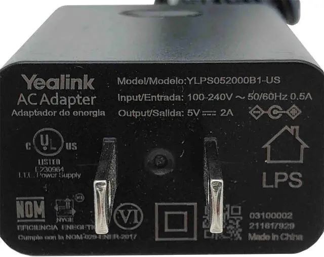Alt view image 6 of 6 - New Genuine Yealink Power Adapter 5V for Yealink SIP-T46G Business Desktop Phone