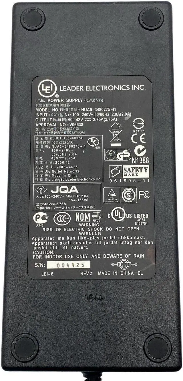 Alt view image 5 of 5 - Geniune LEI NUA5-3480275-L1 AC Power Supply Adapter 48V 2.75A 132W OEM n/PC