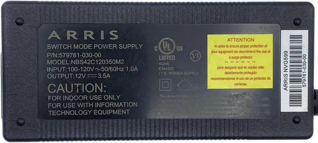 Alt view image 2 of 7 - Genuine Arris AC Power Adapter 12V for Motorola MG8702 Cable Modem Router w/PC