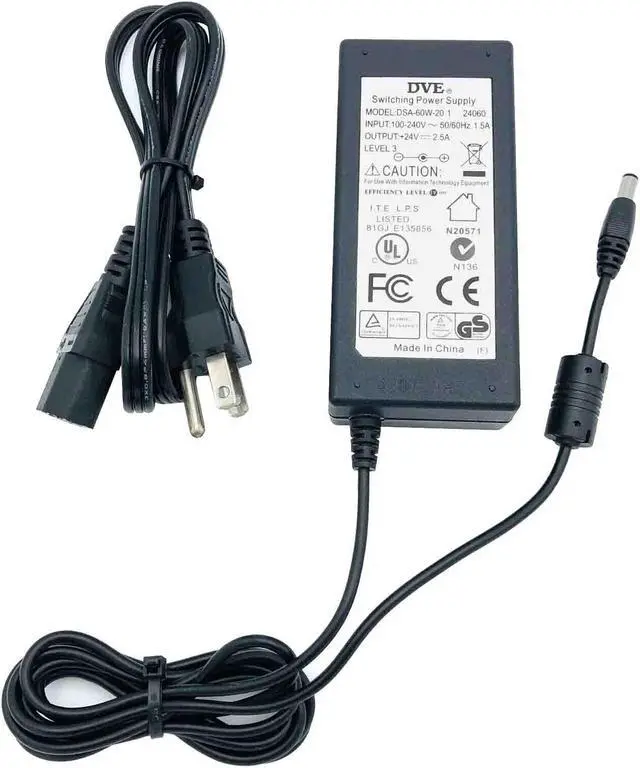 Main image of Genuine DVE DSA-60W-20 AC Adapter 24V 2.5A 60W Tip Size 5.5 mm Power Supply OEM
