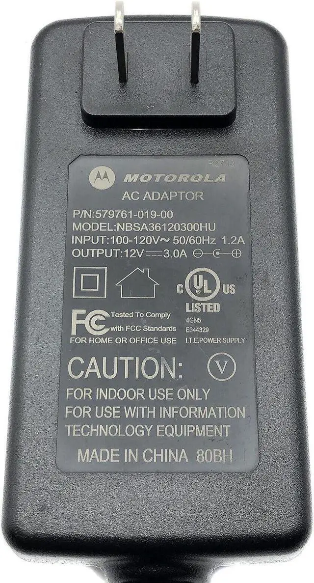 Alt view image 6 of 6 - Genuine Motorola NBSA36120300HU AC Wall Power Supply Adapter 12V 3A 36W OEM