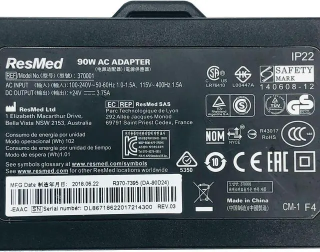 Alt view image 2 of 4 - Genuine ResMed AC Power Adapter For AirSense 10/10 Elite/10 AutoSet w/P.Cord
