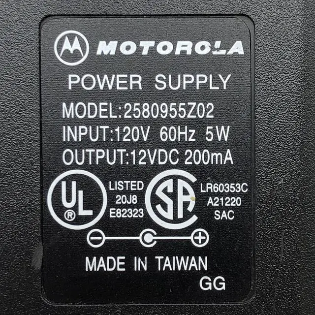 Alt view image 2 of 6 - Genuine Motorola 2580955Z02 AC/DC Wall Power Supply Adapter 12V 200mA