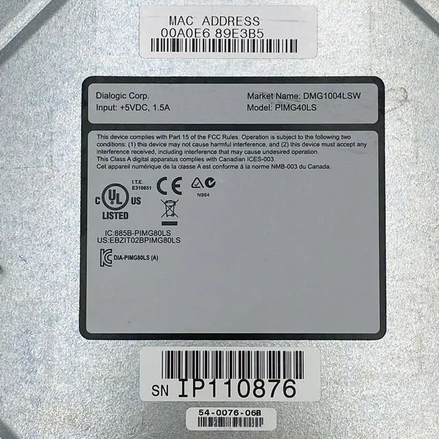 Alt view image 5 of 5 - Dialogic DMG1004LSW Media Gateway PIMG40LS w/ Adapter