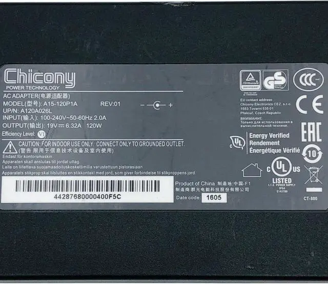 Alt view image 6 of 6 - Genuine Chicony A15-120P1A AC Power Supply Adapter For Laptops 19V 6.32A w/Cord