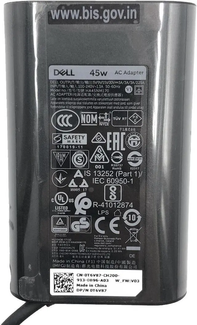 Alt view image 5 of 5 - New Genuine AC Power Supply Adapter Dell HA45NM170 5-20V 3-2.25A 45W w/PC