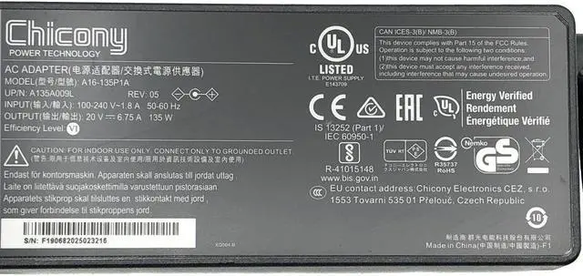 Alt view image 5 of 6 - Genuine Chicony AC Adapter for Anker Power Expand 13-in-1 USB-C Dock A8392 w/PC
