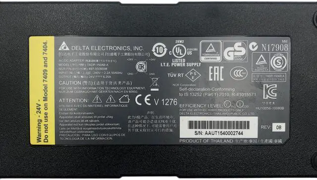 Alt view image 2 of 5 - NEW Delta TADP-150AB A AC Adapter 24V 6.25A Power Supply 150W 4 Pin w/PC