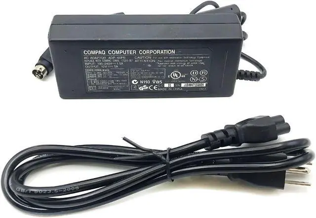 Alt view image 5 of 7 - Genuine 60W HP Compaq AC DC Adapter 12V 5A Model ADP-60PB 91-56711 w/Cord OEM