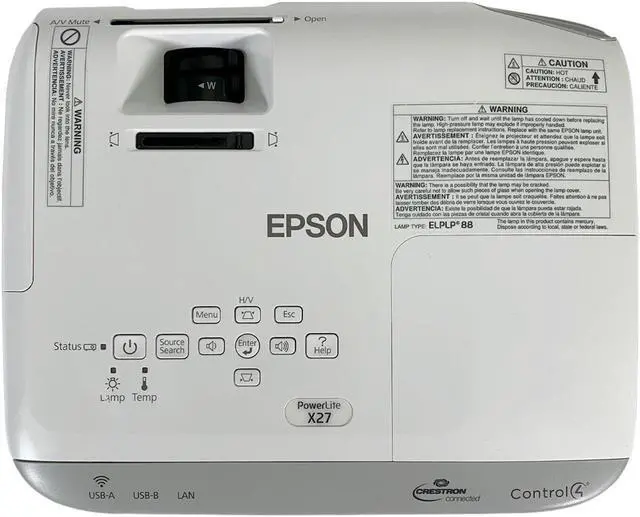 Alt view image 4 of 4 - Portable 3LCD Projector Epson PowerLite X27  2700 ANSI HDMI HD 1080i H692A w/Bundle