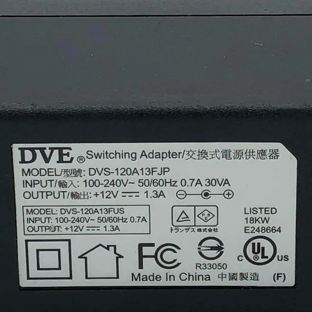 Alt view image 2 of 6 - New Genuine DVE DVS-120A13FJP AC/DC Switching Wall Adapter 12V 1.3A 15W