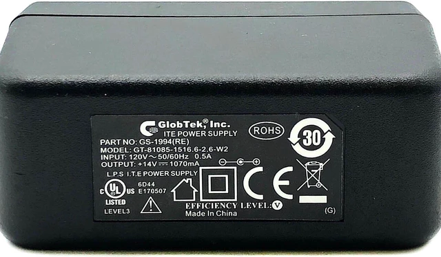 Alt view image 2 of 6 - Genuine GlobTek GT-81085-1516 AC Adapter GS-1994 15 Watt Power Supply OEM