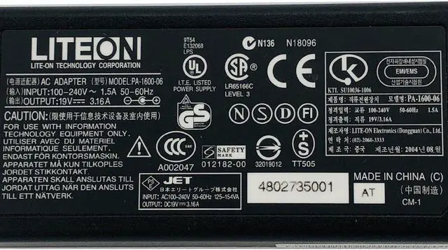 Alt view image 3 of 7 - Genuine LiteOn AC Power Adapter PA-1600-06 Charger 19V 3.16A 5.5*2.5mm w/P.Cord