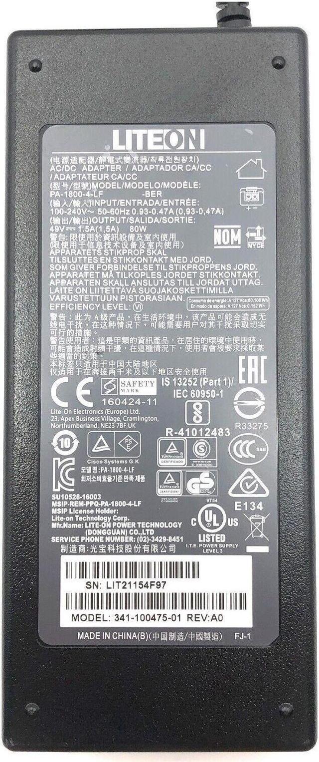 Alt view image 2 of 7 - Genuine Liteon 2-PIN 49V 1.5A AC Power Adapter PA-1800-4-LF 341-100475-01 w/PC