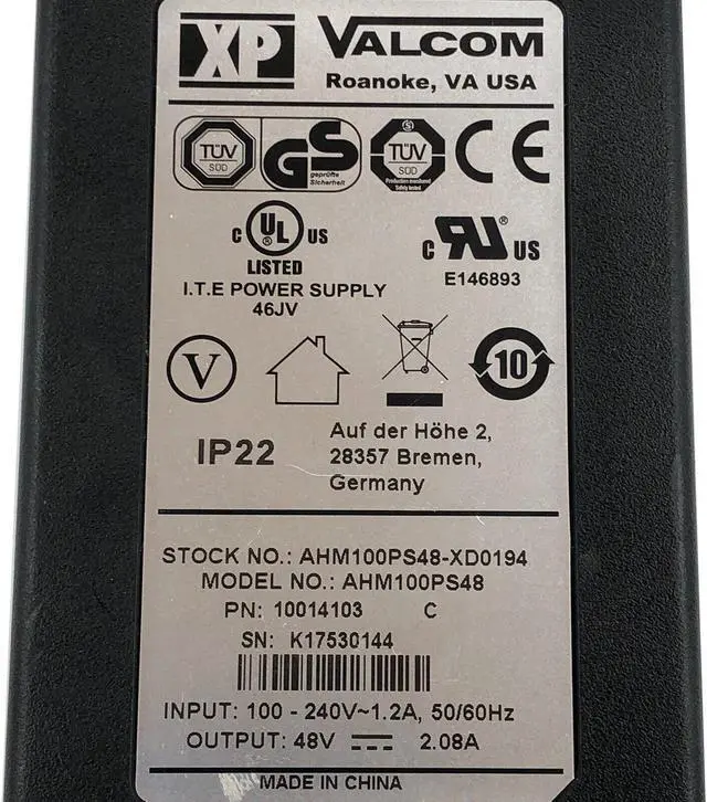 Alt view image 2 of 6 - Original XP Power AHM100PS48 AC Adapter 48V 2.08A Power Supply 6.0x4.4mm w/Cord
