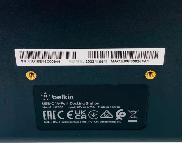 Alt view image 7 of 7 - Belkin 14-Ports USB-C Docking Station 4K Dual Monitors INC003 65W No PD