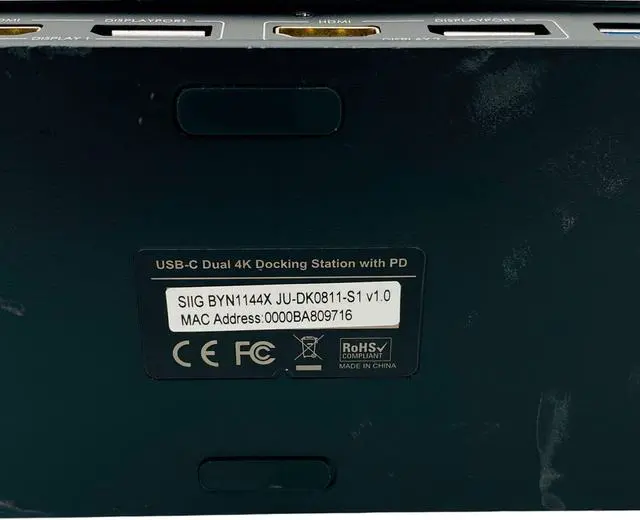 Alt view image 7 of 7 - Authentic SIIG USB-C Dual 4K Docking Station JU-DK0811-S1 w/ Power Delivery