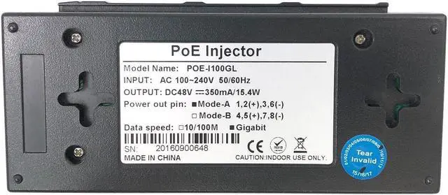 Alt view image 2 of 7 - Genuine Gigabit POE-I100GL PoE Switching Power Injector 48V 0.35A W/Cord