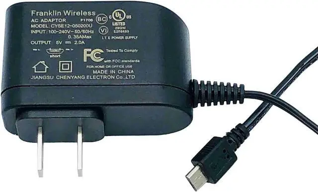 Alt view image 5 of 6 - New Genuine Franklin CYSE12-050200U Power Supply Adapter Charger Micro-USB 5V 2A