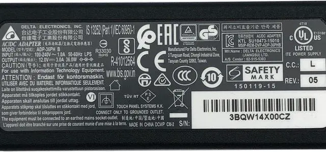 Alt view image 2 of 7 - NEW ORIGINAL Delta ADP-36PH B AC Adapter Power Supply 12V 3A 36W 5.5*2.1mm w/PC