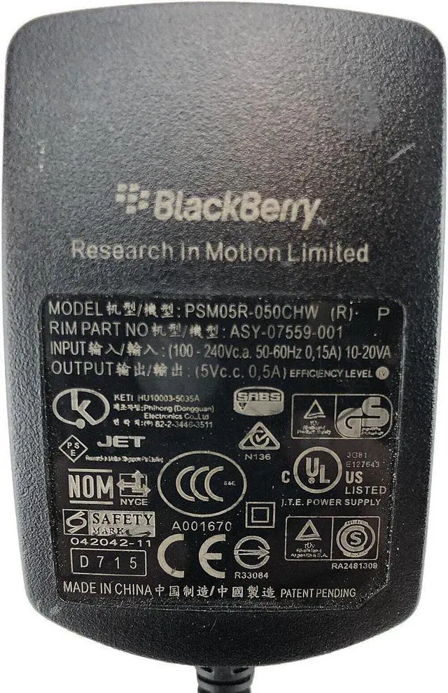 Alt view image 2 of 5 - NEW Genuine BlackBerry PSM05R-050CHW Blade Home Wall Travel Charger 5V 500mA