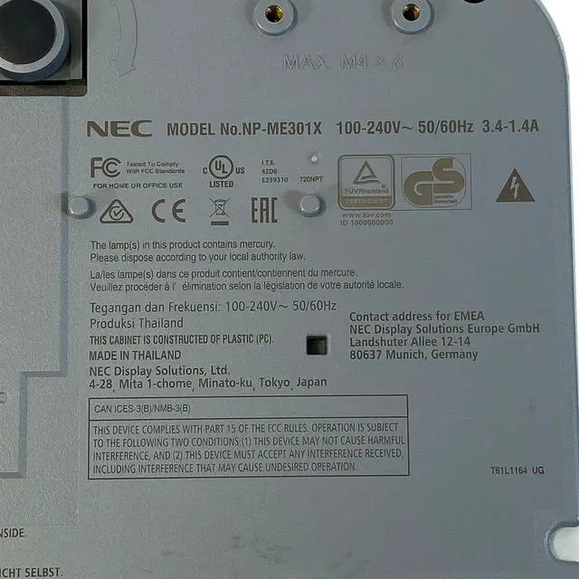 Alt view image 5 of 6 - NEC ME301X 3LCD Projector for eSport players PC gamers & console gamers 3000 ANSI HD HDMI
