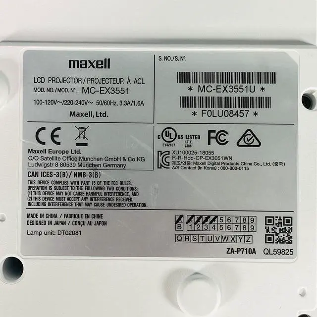 Alt view image 4 of 7 - Maxell MC-EX3551 3LCD Contrast Bright Color Projector for Bar 3700 ANSI FullHD HDMI w/Accessories