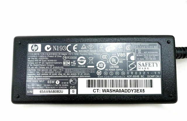 Alt view image 2 of 7 - Genuine 65W HP AC Adapter 18.5V 3.5A Model PPP009D PPP009L PA-1650-32HT