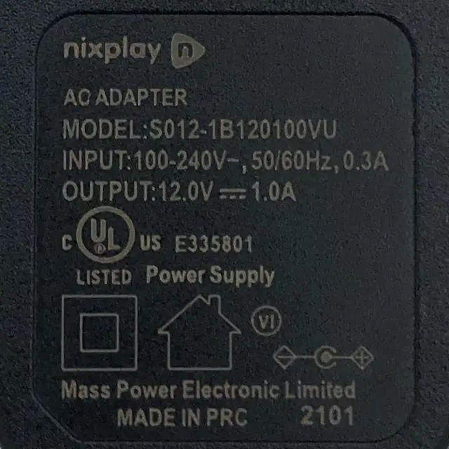 Alt view image 2 of 6 - NEW Original AC Adapter Nixplay S012-1B120100VU Wall Power Supply 12V 2A Charger