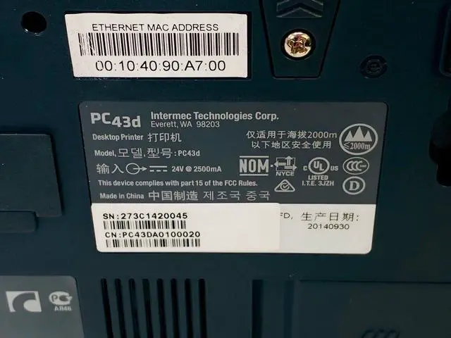 Alt view image 5 of 7 - Intermec PC43d Direct Thermal Network Barcode Label Printer USB Ethernet