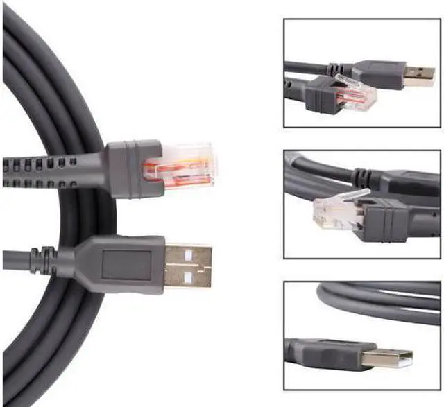 Alt view image 3 of 6 - High Speed USB 2.0 A Male to RJ45 Cable For Symbol Barcode Scanner LS2208 6 Feet