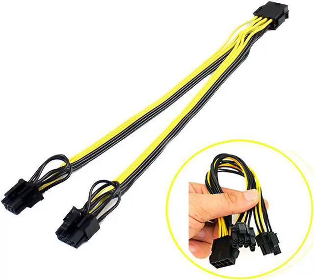 Alt view image 6 of 6 - 25cm Pci-e 8pin To Dual 8pin / Pcie 8pin-2x(6+2pin) Graphics Video Card Power Cable 18awg Computer Replacement Wire