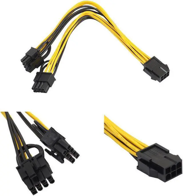 Main image of PCI-E 6-pin to 2x 8-pin GPU Graphics Card Power Splitter Cable PCI Express Connector 6pin-8pin Adapter Cable