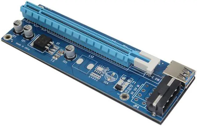 Alt view image 3 of 6 - PCI-E Riser Card PCI Express 1X 2X 4X 8X 16X Graphics Card Raiser 4Pin SATA PCIe Riser Board for Bitcoin Mining BTC Miner