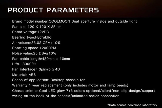 Alt view image 4 of 4 - Coolmoon SGQ RGB LED Case Cooling Fan 120mm DC 12V Cooling Small 3Pin and Big 4Pin Cooler Silent Quiet Fan Cooler Radiator For Computer Case Fan,SGQ Rainbow Dual Interface