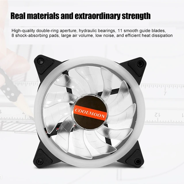 Alt view image 3 of 4 - Coolmoon SGQ RGB LED Case Cooling Fan 120mm DC 12V Cooling Small 3Pin and Big 4Pin Cooler Silent Quiet Fan Cooler Radiator For Computer Case Fan,SGQ Rainbow Dual Interface
