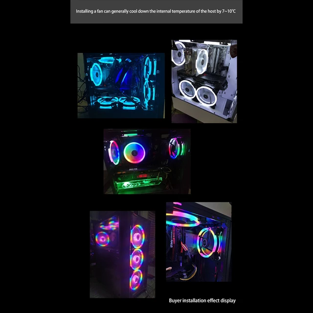 Alt view image 2 of 4 - Coolmoon SGQ RGB LED Case Cooling Fan 120mm DC 12V Cooling Small 3Pin and Big 4Pin Cooler Silent Quiet Fan Cooler Radiator For Computer Case Fan,SGQ Rainbow Dual Interface