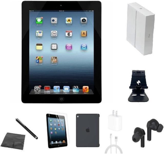 Apple iPad 4 A1458 (WiFi) 32GB Black Bundle w/ Case, Box, Bluetooth  Earbuds, Tempered Glass, Stylus, Stand, Charger