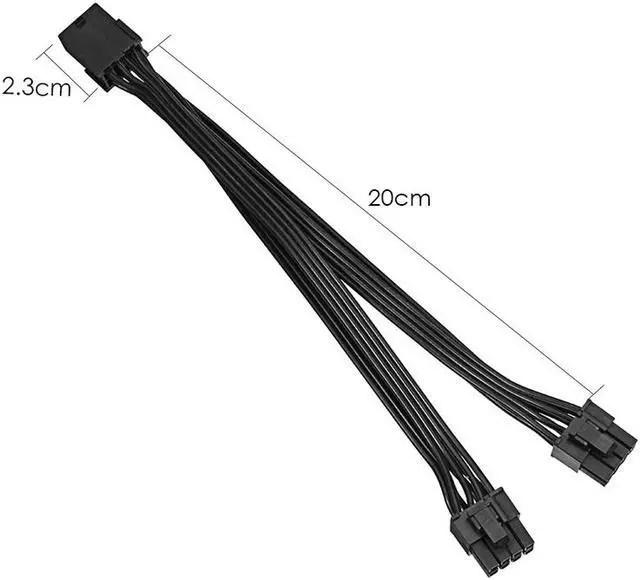 Alt view image 3 of 6 - 20cm Graphics Card 8 Pin Female to 2*8P(6+2)pin Extention Power Cable Male PCIe PCI Express 4 Lines Cable Connector